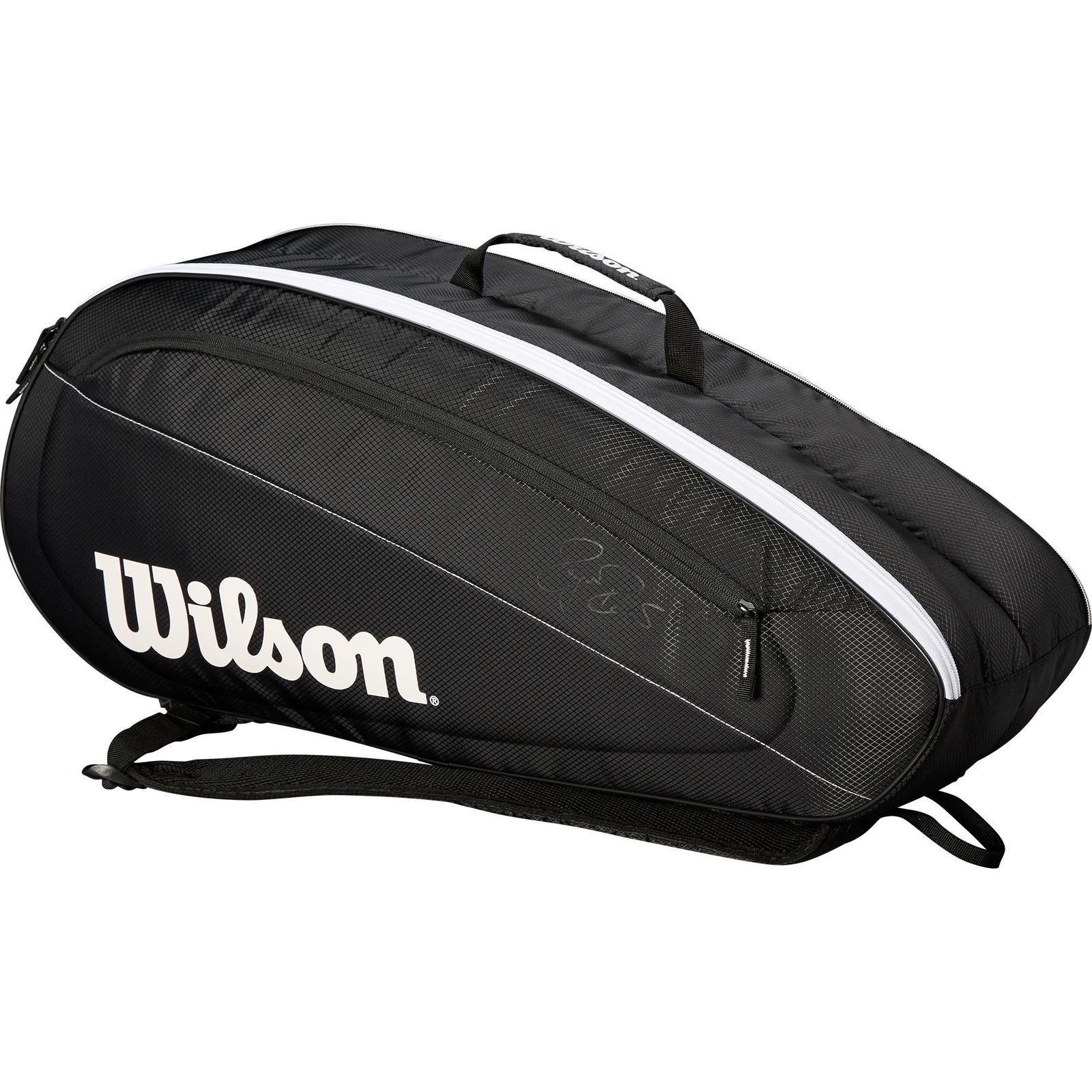 Wilson Federer Team 6 Pack Tennis Racquet Bag 2018 Black/White | eBay