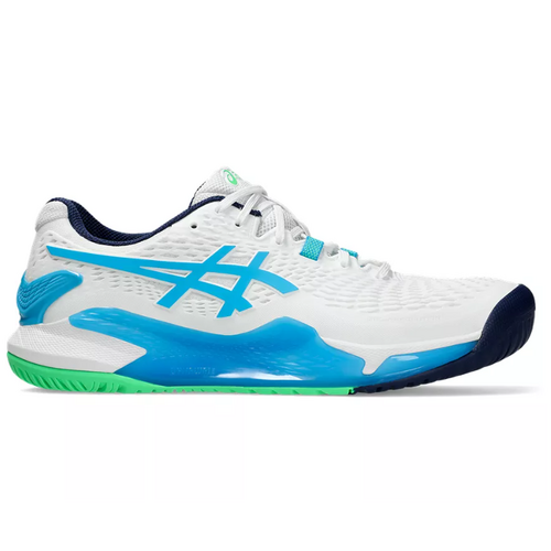 Asics Mens Gel Resolution 9 HC - White/Digital Aqua - US -10