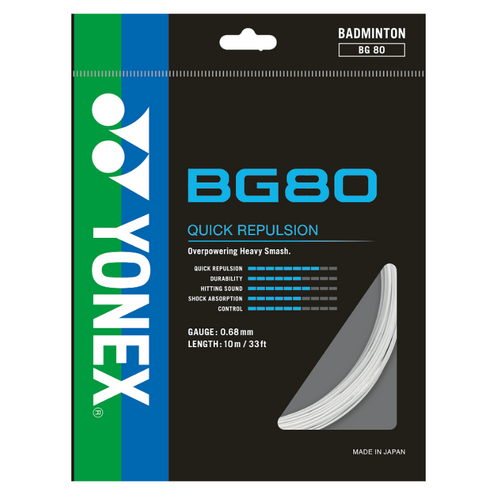 Yonex BG80 Badminton String Set - White