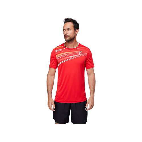 Asics Mens Court Graphic Short Sleeve Top - Red [Size: XL]