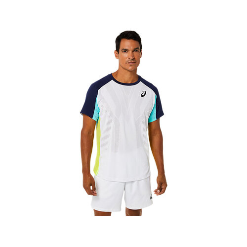 Asics Mens Match Actibreeze SS Top - Brilliant White/Ice Mint 2022 [Size : US- Large]