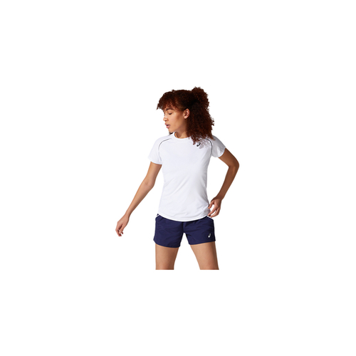 Asics Womens Court Piping Short Sleeve Shirt - White [Size: X-Small]