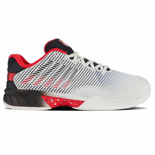 K-Swiss Mens Hypercourt Express AC (Wide Fit 2E) White/Red [Size : US 8]