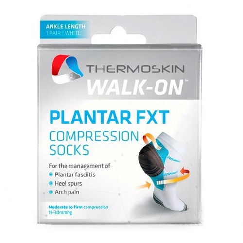 Thermoskin Walk-On Plantar FXT Compression Ankle Socks White [Size: Medium]